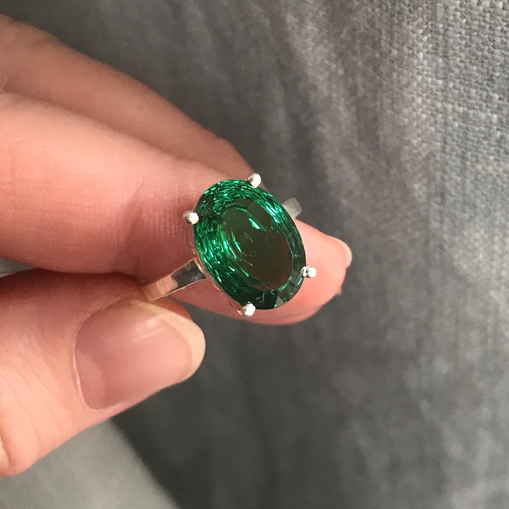 Faceted green tourmaline sterling silver ring 7.5 - Picture 3 of 4